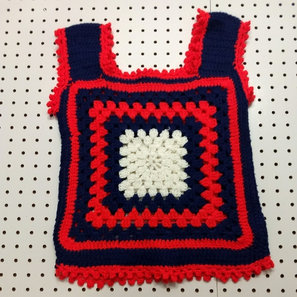 Vintage 70s Granny Square Tank Top, Size Small - Picture 4 of 6
